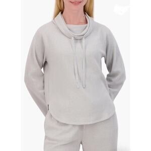 Lucky Brand Women’s Funnel Neck Long Sleeve Waffle Knit Top Heather Grey Small